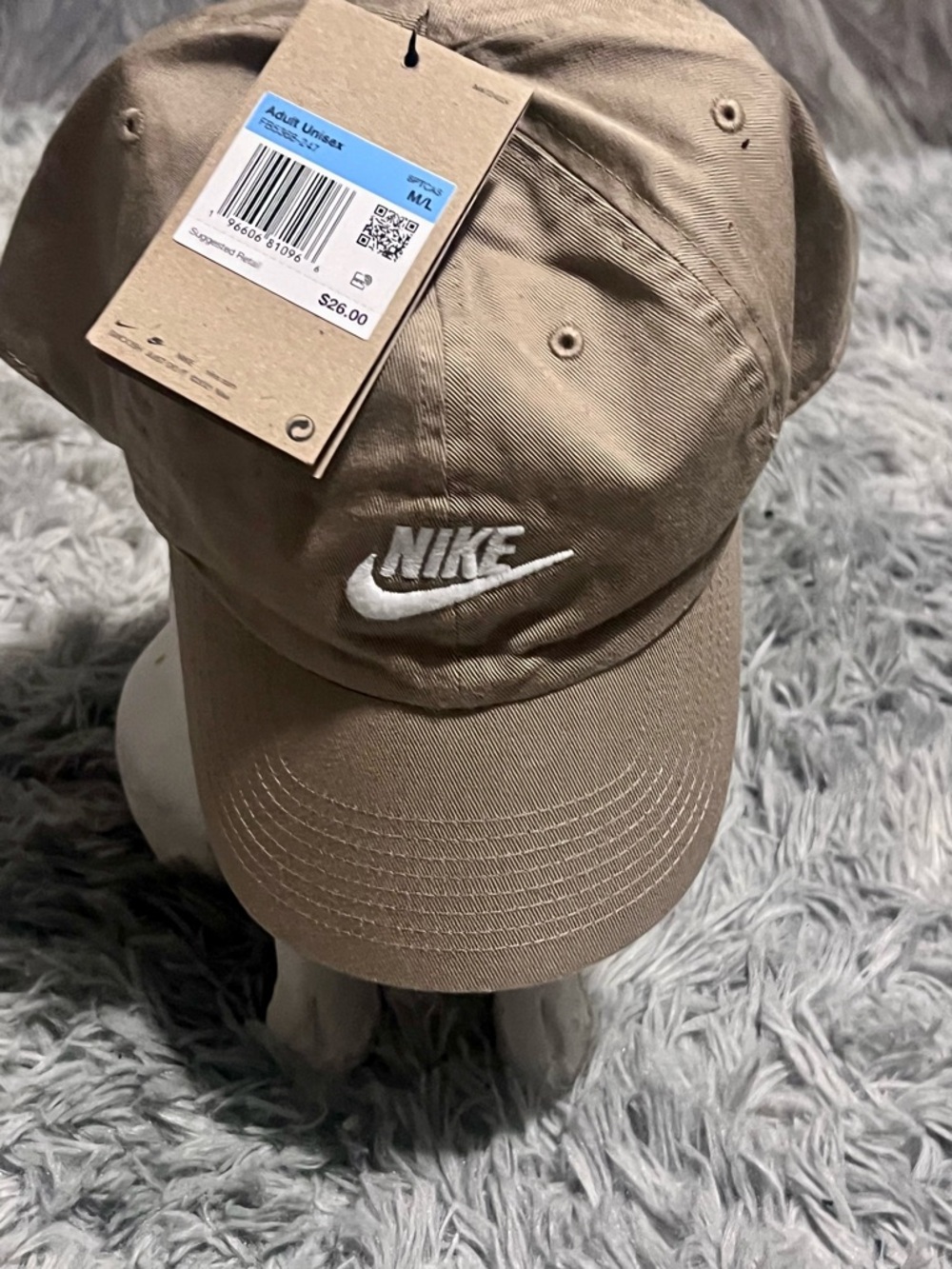 Nike Tan Baseball Cap with White Swoosh Logo